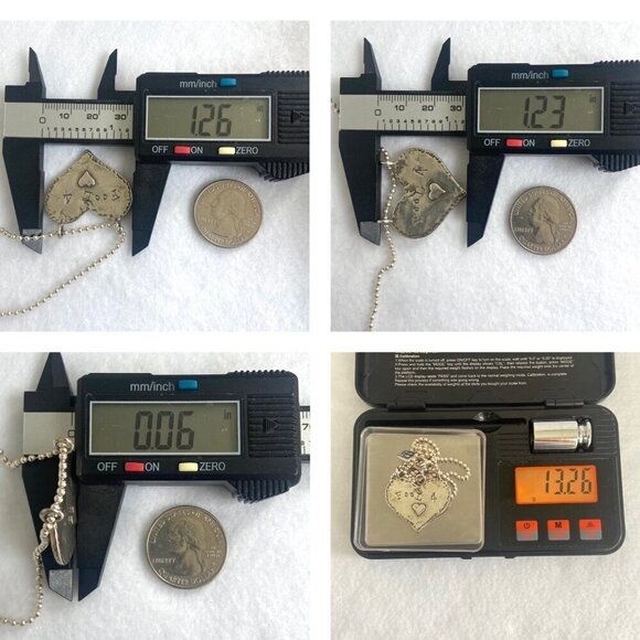 Sterling Silver 925 Hammered Heart Stamped “Fool 4 ♥︎” Love Pendant Necklace 18" - Picture 9 of 16